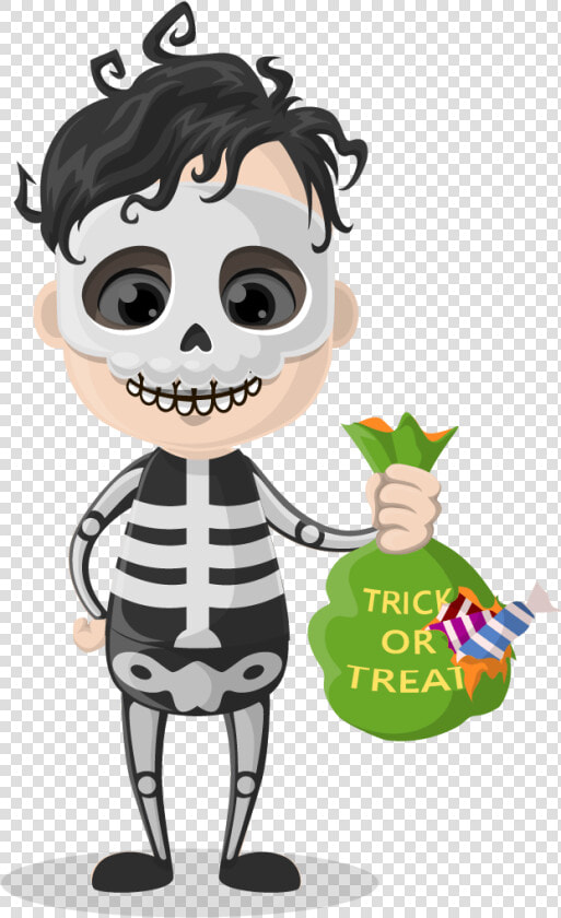 Halloween Vector   Cartoon Halloween Skeleton And Candy  HD Png DownloadTransparent PNG