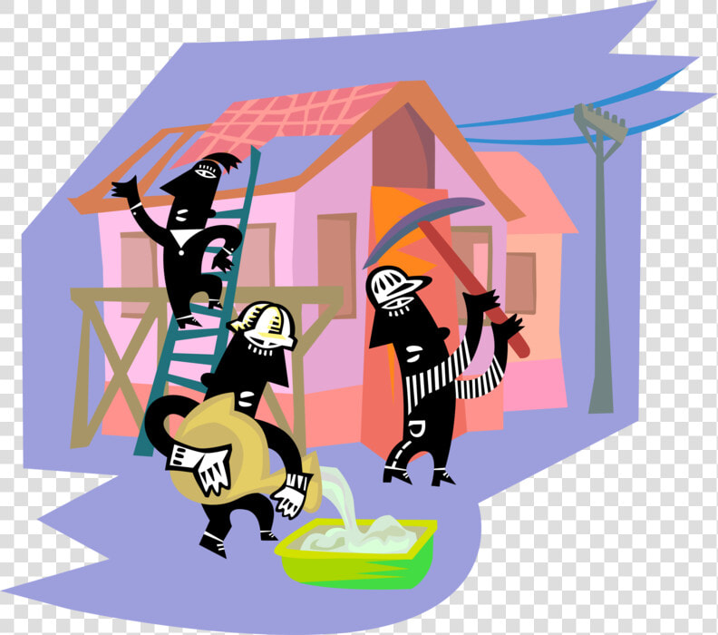 Vector Illustration Of New Home Construction Workers   Cartoon  HD Png DownloadTransparent PNG