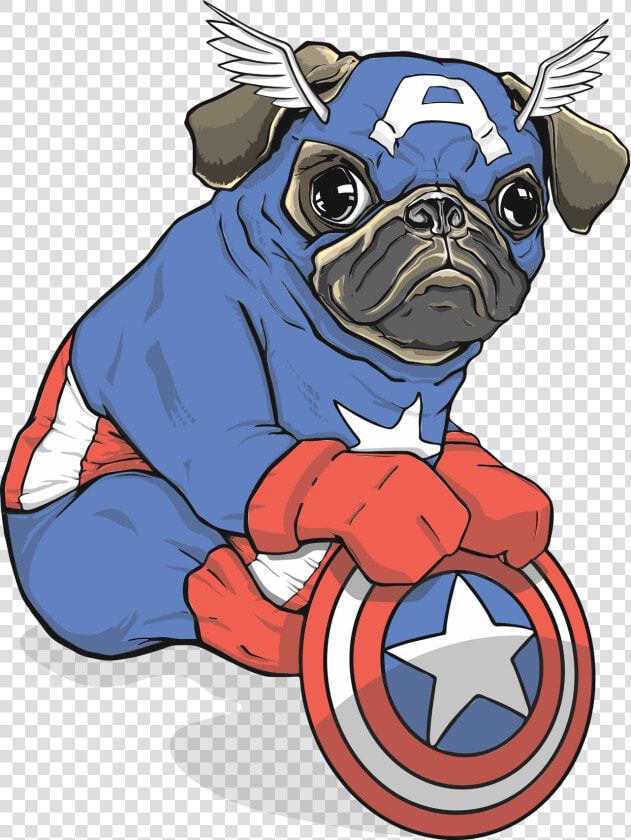 Captain Pug Art By Oleg Gorobets   Pug Superhero Png Clipart  Transparent PngTransparent PNG