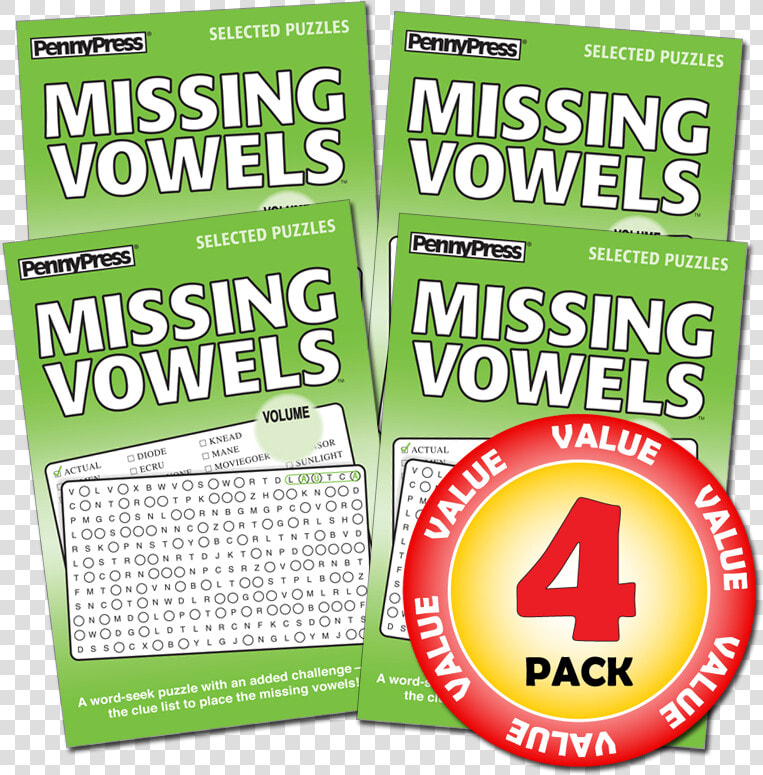 Penny Dell Favorite Missing Vowels Word Seek 4 pack   Carmine  HD Png DownloadTransparent PNG