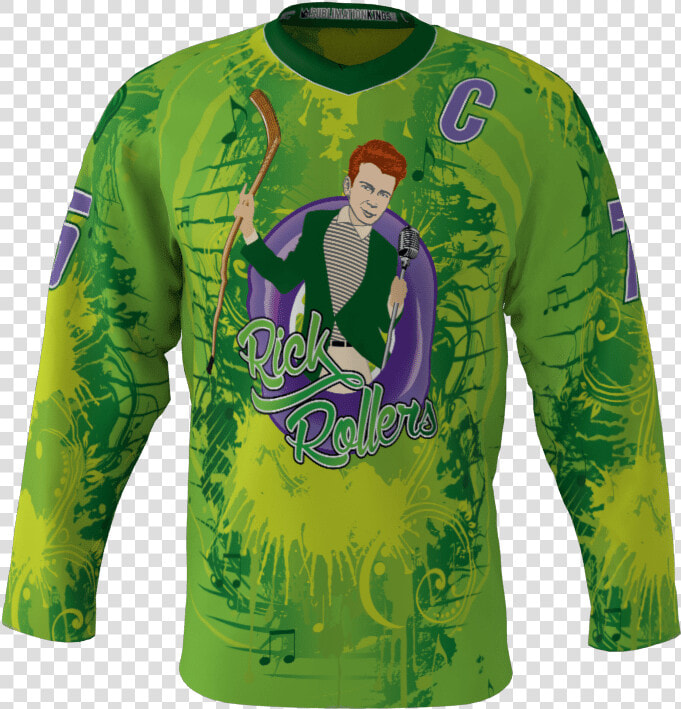 Rick Rollers Custom Hockey Jersey   Long sleeved T shirt  HD Png DownloadTransparent PNG