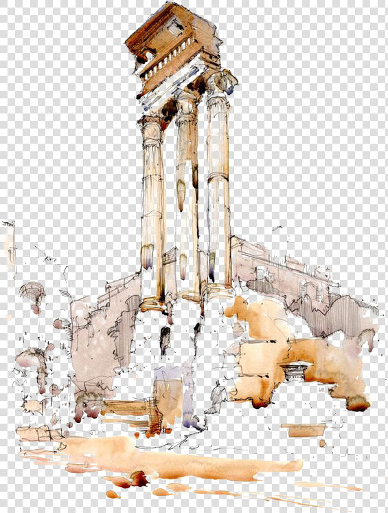 Watercolor Painting Architectural Drawing Urban Sketchers   Watercolour Paintings Of Rome  HD Png DownloadTransparent PNG