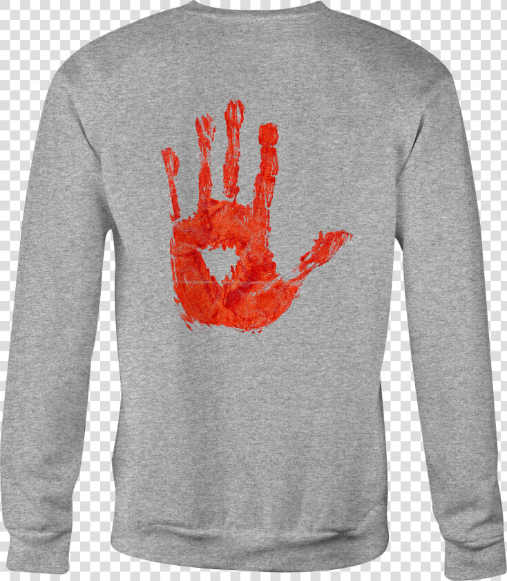 Zombie Crewneck Sweatshirt Bloody Handprint Shirt For   Png Hand With Blood  Transparent PngTransparent PNG