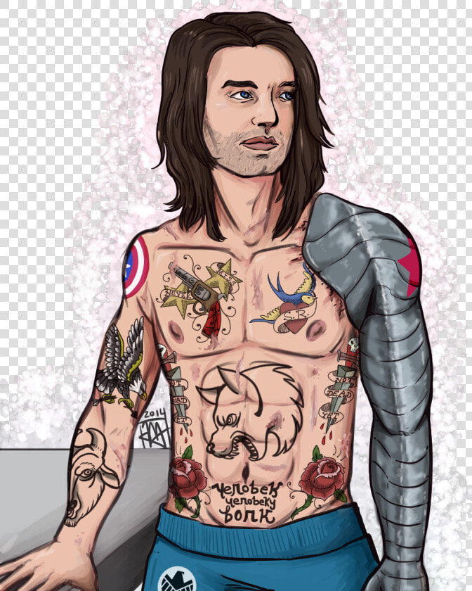 Bucky Doesn T Make Canon Sense But Still   Bucky Barnes With Tattoos  HD Png DownloadTransparent PNG