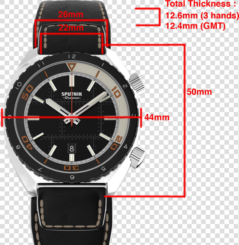 Gruman Sputnik 3hands Black Specifications   Caterpillar Watch Women  HD Png DownloadTransparent PNG