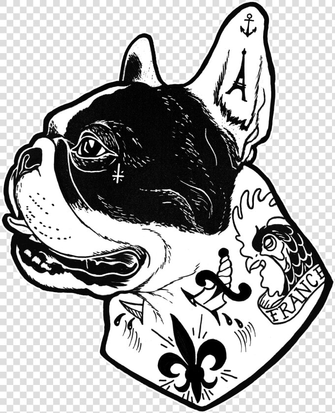 Bulldog Clipart   Tattooed Frenchie  HD Png DownloadTransparent PNG