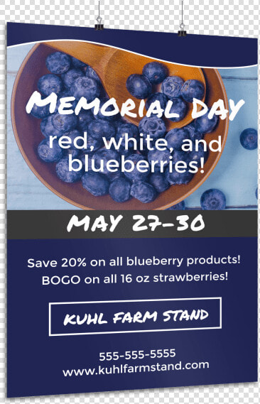 Memorial Day Blueberry Poster Template Preview   Banner  HD Png DownloadTransparent PNG