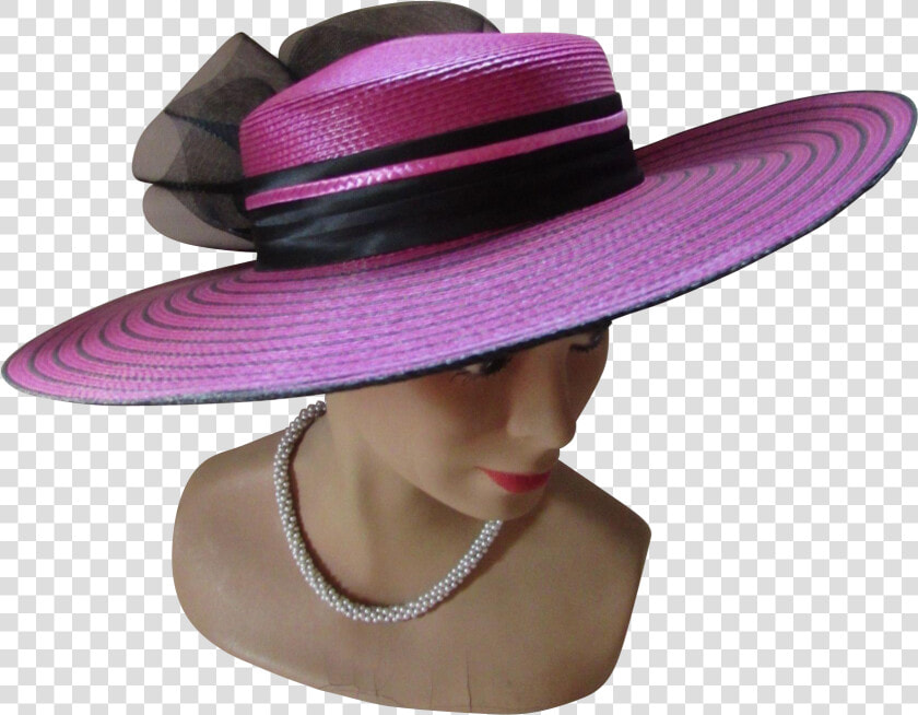 Jaunty Wide Brim Church Hat In Stripes Of Fuchsia And   Church Hat Clip Art Png  Transparent PngTransparent PNG