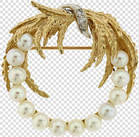 14k Yellow Gold Pearl Wreath Pin   Pearl  HD Png DownloadTransparent PNG