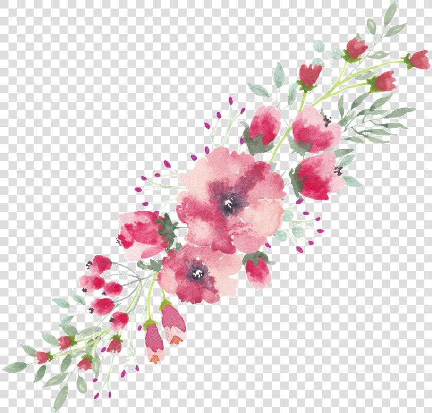 Watercolor Flower Border Free   Pink Flowers Png Watercolor  Transparent PngTransparent PNG