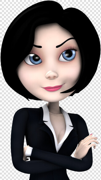 Self Confident 3d Cartoon Woman In Black Suit   3d Cartoon Png  Transparent PngTransparent PNG