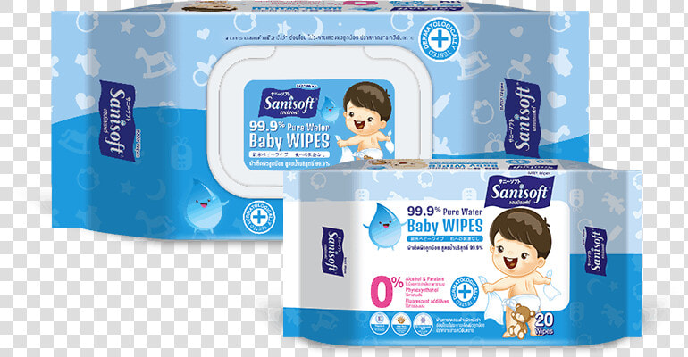 Sanisoft แซนนิซอฟท์ ผ้าเปียก Wipes Baby Wipes   Sanisoft 99 9  Pure Water Baby Wipes  HD Png DownloadTransparent PNG