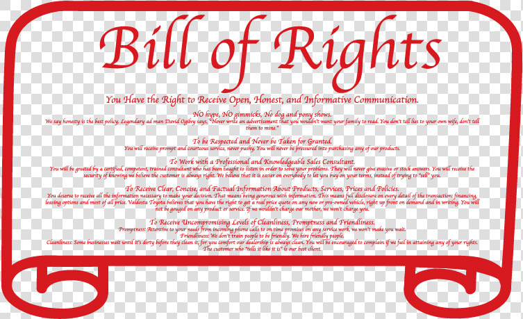 Valdosta Toyota Bill Of Rights Image   Orange  HD Png DownloadTransparent PNG