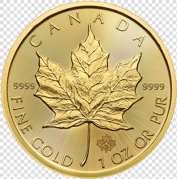 1 Oz Maple Leaf Gold Coin  front    Maple Leaf 1 Oz Gold  HD Png DownloadTransparent PNG