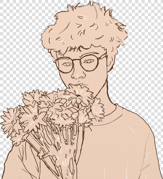 Flowers  Boy  And Art Image   Aesthetic Tumblr Boy Drawing  HD Png DownloadTransparent PNG