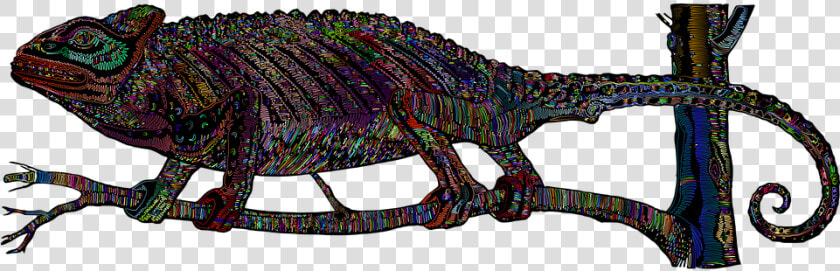 Chameleon  Vintage  Line Art  Colorful  Prismatic   Insect  HD Png DownloadTransparent PNG