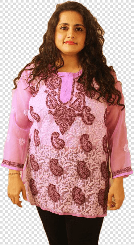 Lucknowi Short Kurti With Front Embroidery   Girl  HD Png DownloadTransparent PNG