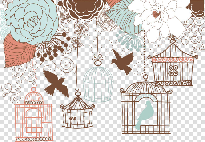 And Birdcage Wedding Illustration Retro Invitation   Bird Cage Clipart Wedding  HD Png DownloadTransparent PNG