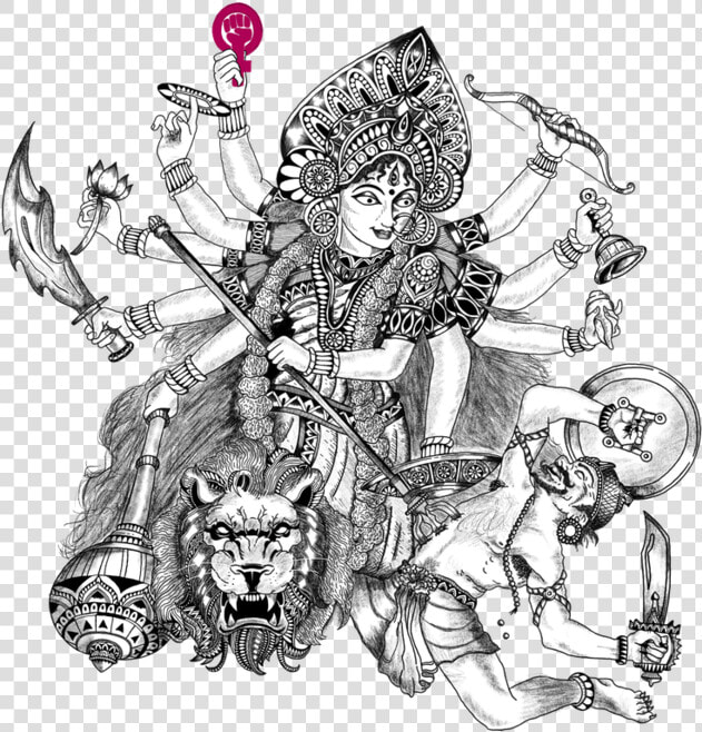 Maa Durga Image Black  amp  White  HD Png DownloadTransparent PNG