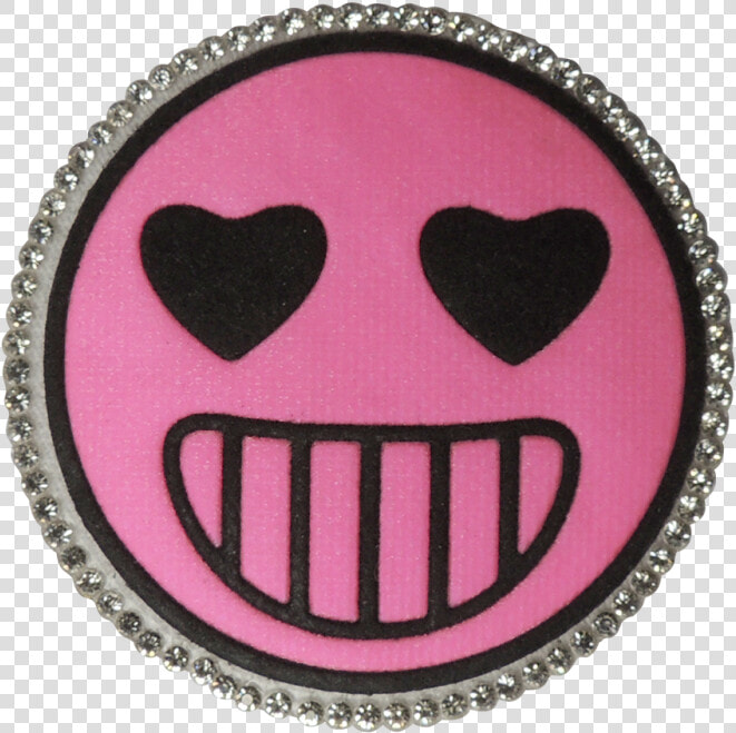 Pink Round Smile Emoji Face Applique   Repelentny Obojok Pre Psy  HD Png DownloadTransparent PNG