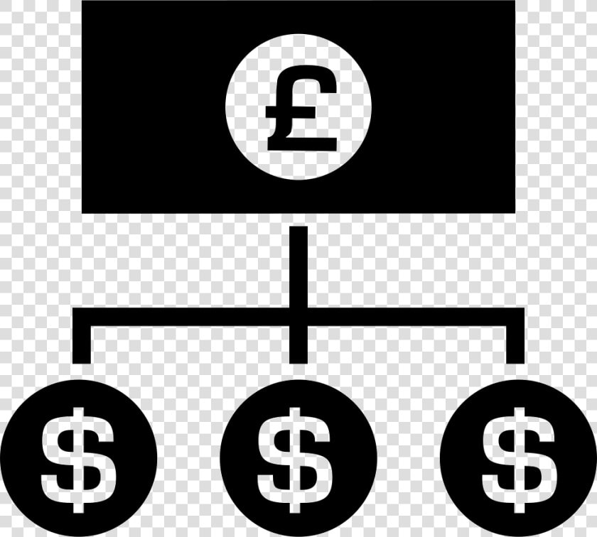 Pounds Money Bill With Down Lines To Dollars Coins   Design Strategy Icon  HD Png DownloadTransparent PNG