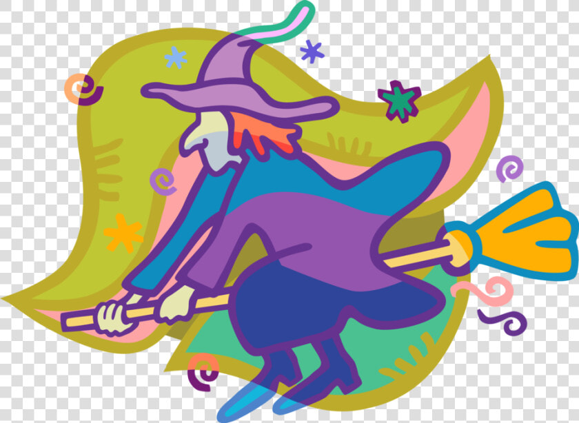 Vector Illustration Of Halloween Sorceress Witch Flying  HD Png DownloadTransparent PNG