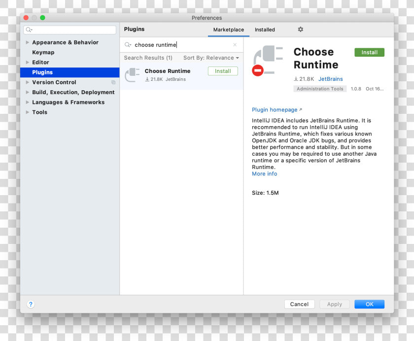 The Choose Runtime Plugin In Marketplace   Intellij Install Plugin  HD Png DownloadTransparent PNG