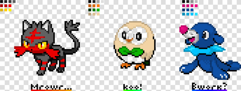 Litten  Rowlet  Popplio   Pokemon Fire Red Pixel Art  HD Png DownloadTransparent PNG