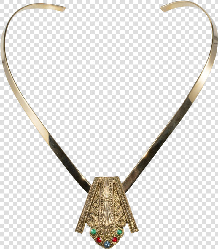 Egyptian Revival Art Deco Dress Clip W  Collar Necklace   Choker  HD Png DownloadTransparent PNG