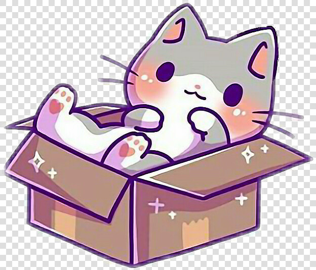  kawaii  cute  kitty  cat  kittens  box  kittyinabox   Cat In Box Drawing  HD Png DownloadTransparent PNG