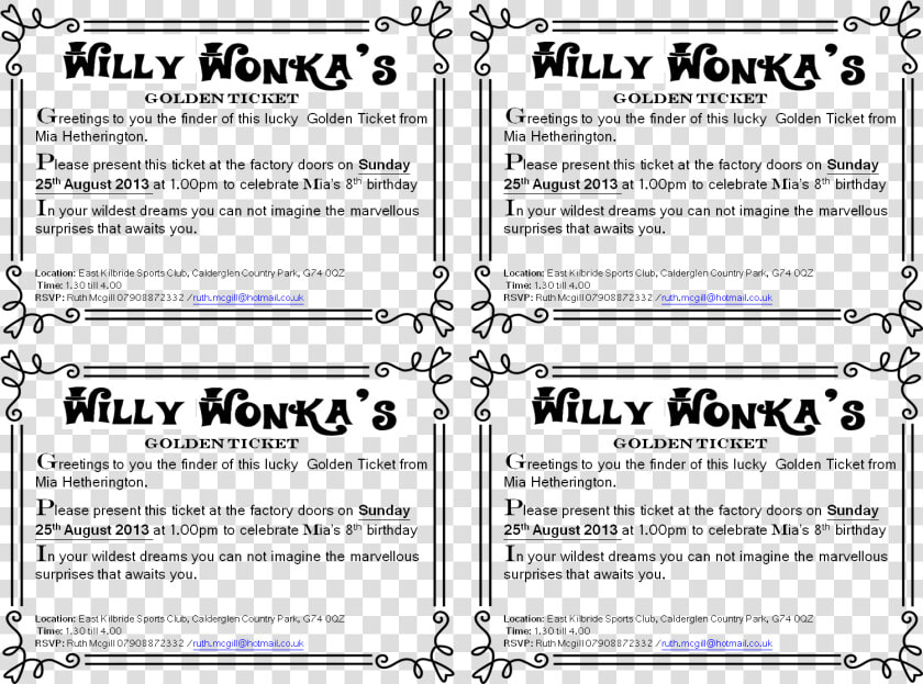 Printable Wonka Golden Ticket Template  HD Png DownloadTransparent PNG