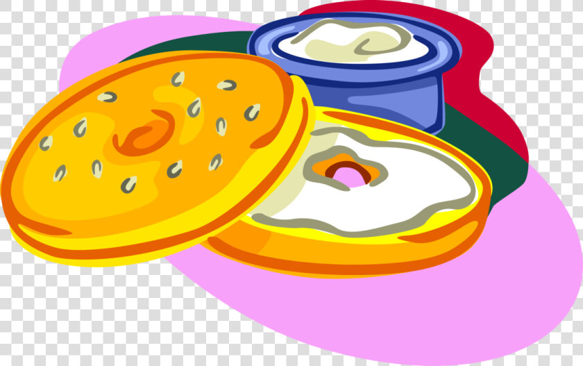 Vector Illustration Of Bagel Bread Product With Cream   Bagel Cream Cheese Cartoon  HD Png DownloadTransparent PNG