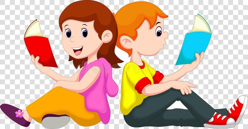 Reading Boy And Girl Great Free Silhouette Transparent   Boy And Girl Reading Book Clipart  HD Png DownloadTransparent PNG