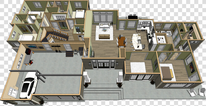 Top down 3d View Of A House Without The Roof   House Plan With Interior Design  HD Png DownloadTransparent PNG