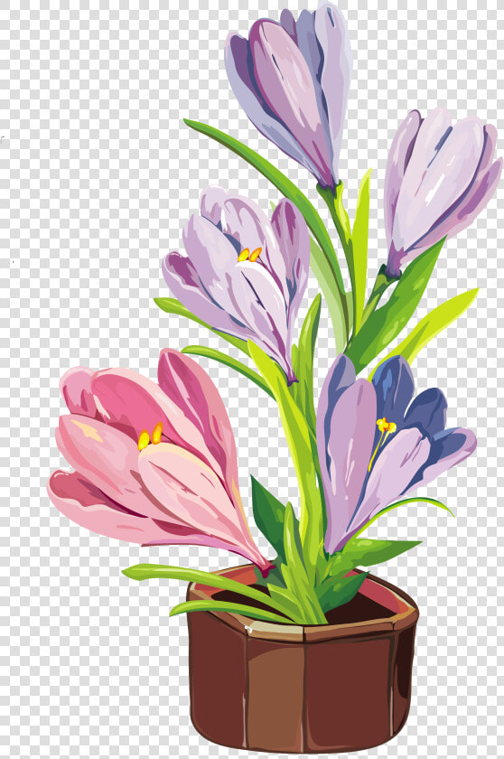 Spring Crocus Pot Png Clipart   Fabric Painting Flower Pot  Transparent PngTransparent PNG