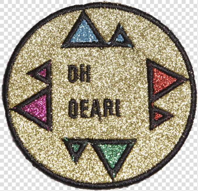 Glitter Oh Dear Round Golden Patch Applique   Emblem  HD Png DownloadTransparent PNG