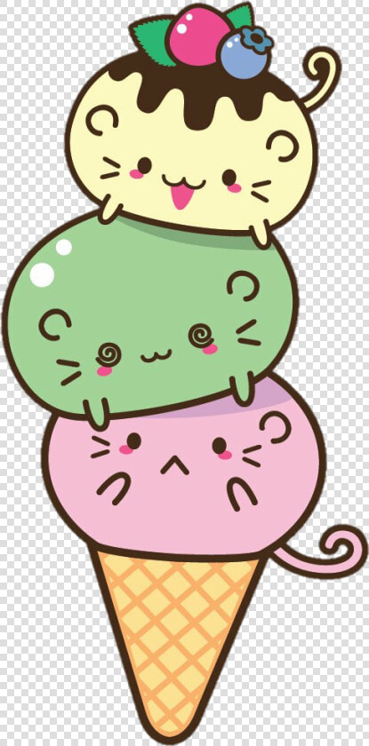  sundae  icecream  meow  cat  cats  cartoon  cute  colorful   Kawaii Cute Animals Clipart  HD Png DownloadTransparent PNG