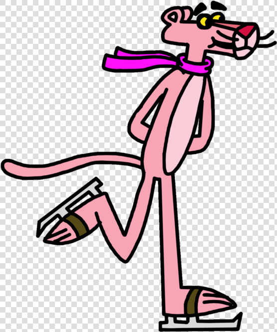 Pink Panther Doing Ice Skating By Marcospower   Pink Panther On Skates  HD Png DownloadTransparent PNG