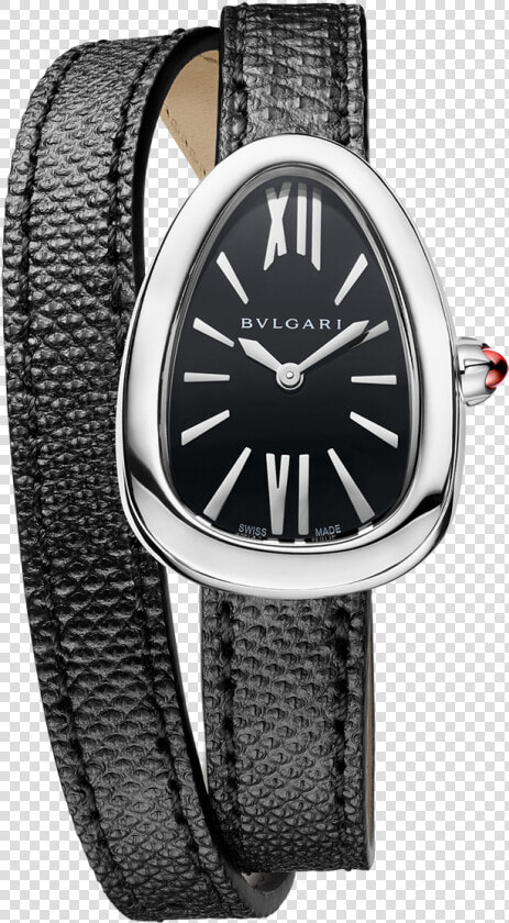 Manfredi Jewels   Bvlgari Black Leather Serpenti Watch  HD Png DownloadTransparent PNG