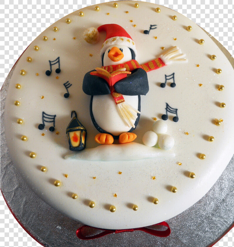 Christmas Cake With Penguin   Square Christmas Cake Ideas Easy  HD Png DownloadTransparent PNG