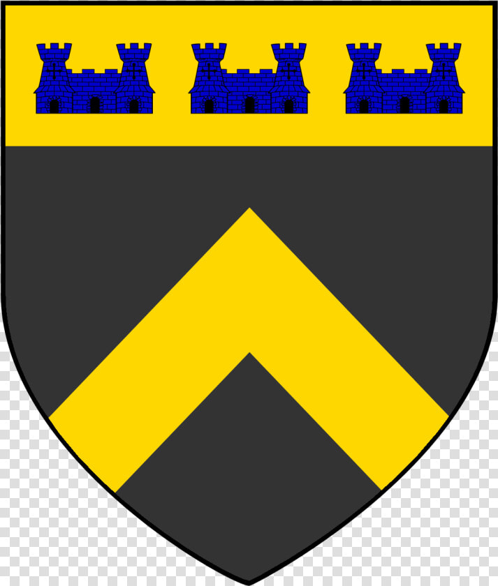 Field Sable  Chevron Or  Three Castles Azure In Chief   Chief Coat Of Arms  HD Png DownloadTransparent PNG