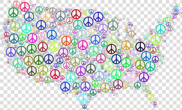 Map Of The Usa With Peace Signs   Peace  HD Png DownloadTransparent PNG