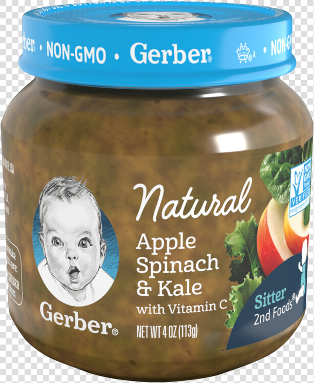 Gerber Natural 2nd Foods Natural Apple Spinach And   Jar Gerber Baby Food  HD Png DownloadTransparent PNG