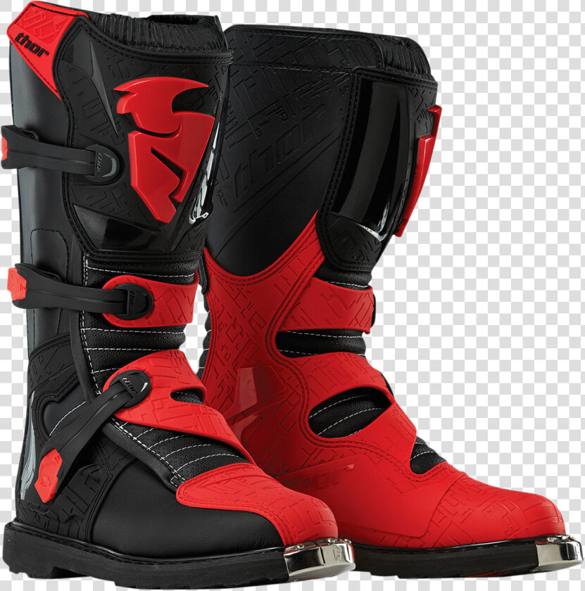 Mens Thor Blitz Black Red Motocross Dirt Bike Racing   Red And Black Dirt Bike Boots  HD Png DownloadTransparent PNG