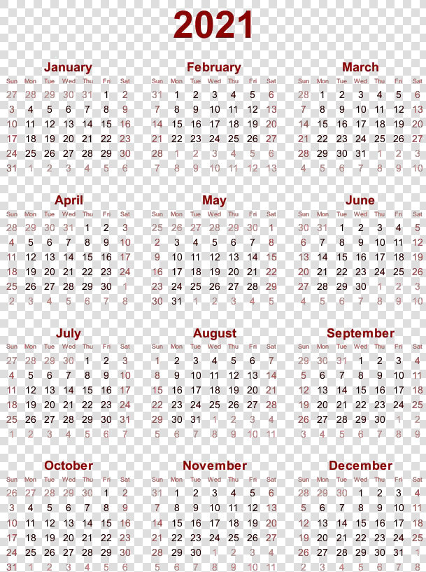 Calendar 2021 Png Transparent Image   12 Month 2020 Calendar Floral  Png DownloadTransparent PNG