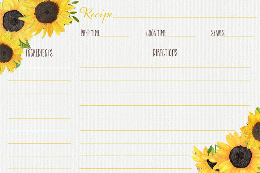 Sunflowers Recipe Card  HD Png DownloadTransparent PNG