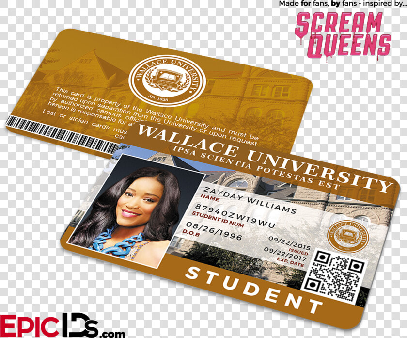 Scream Queens Inspired Wallace University Student Id   Hair Coloring  HD Png DownloadTransparent PNG