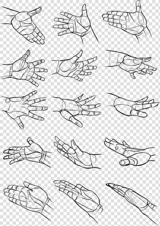 Line Art style art   Hand Poses Drawing Reference  HD Png DownloadTransparent PNG