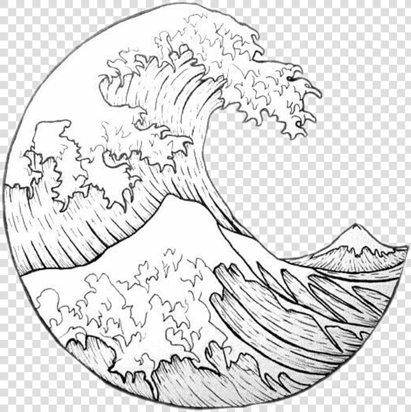 Wave Emoji Png   Great Wave Off Kanagawa Cartoon  Transparent PngTransparent PNG