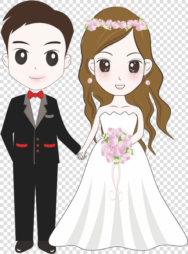 Transparent Bride Clipart Png   Wedding Bride And Groom Cartoon  Png DownloadTransparent PNG